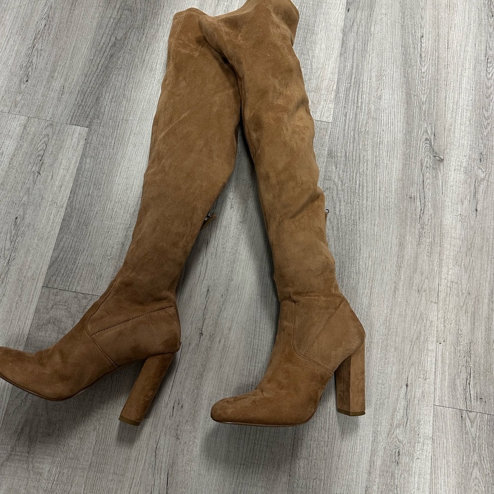 Emotions Over the Knee Boots Tan Camel Block Heel Size 6.5 - Picture 3 of 7